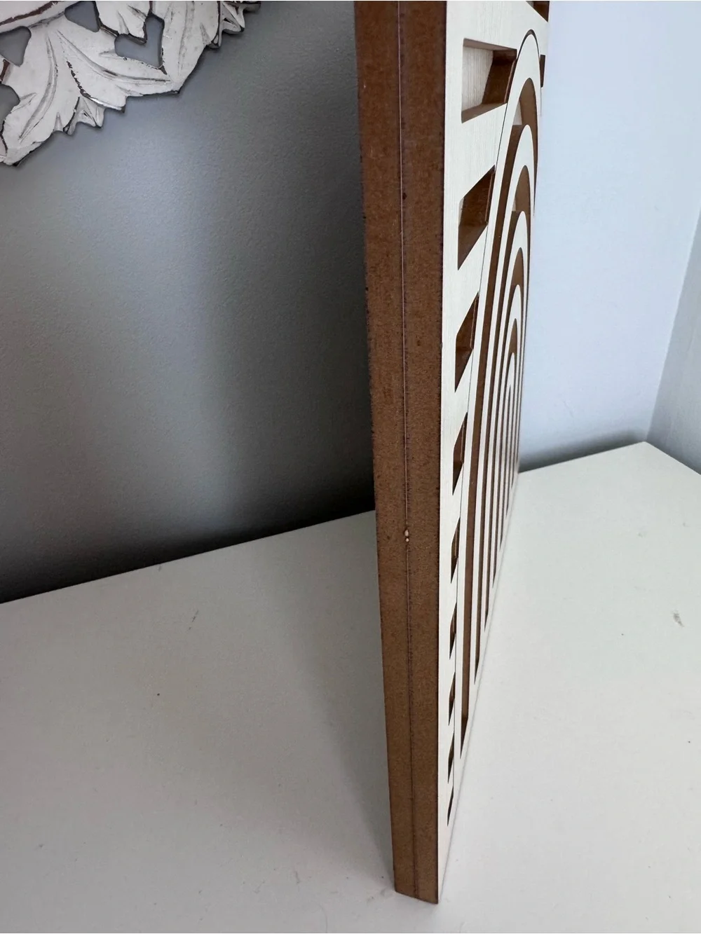 Neutral Wood Rainbow Wall Decor 14”x14”